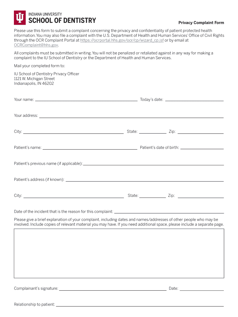 Test Privacy Complaint Form