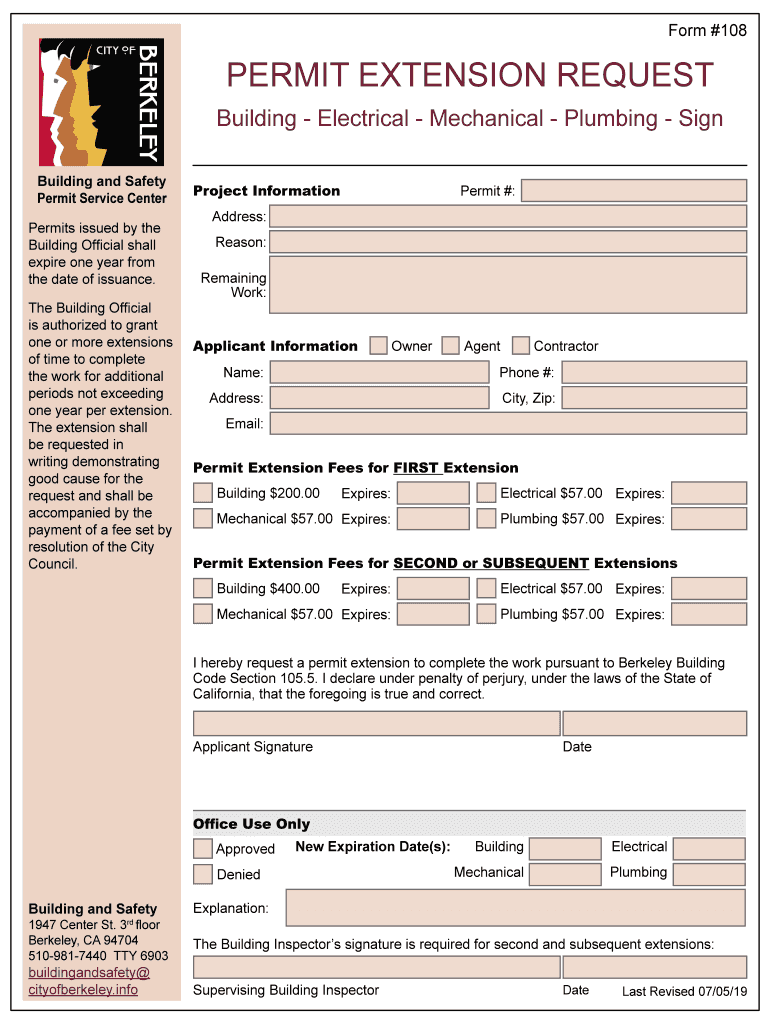 Ca Permit Extension Request City  Form