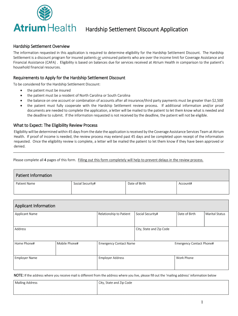 Health Hardship Application  Form