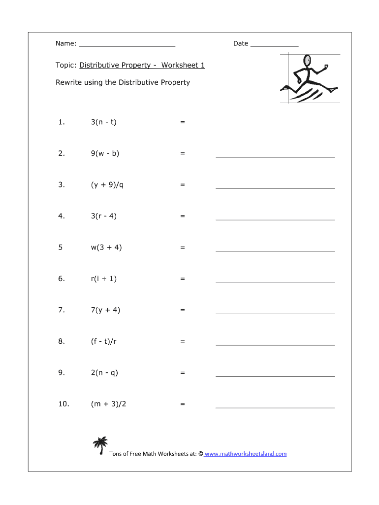 Distributive Property Worksheet PDF  Form