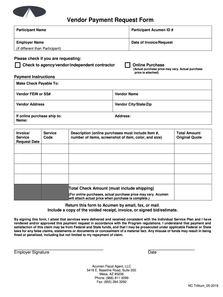 Vendor Payment Request Form