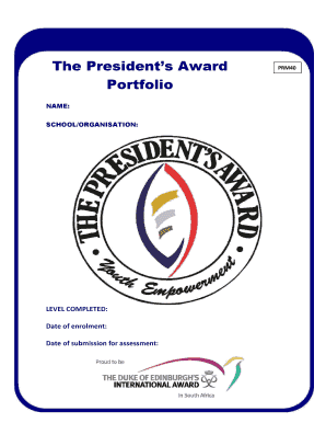 Presidents Award Portfolio  Form