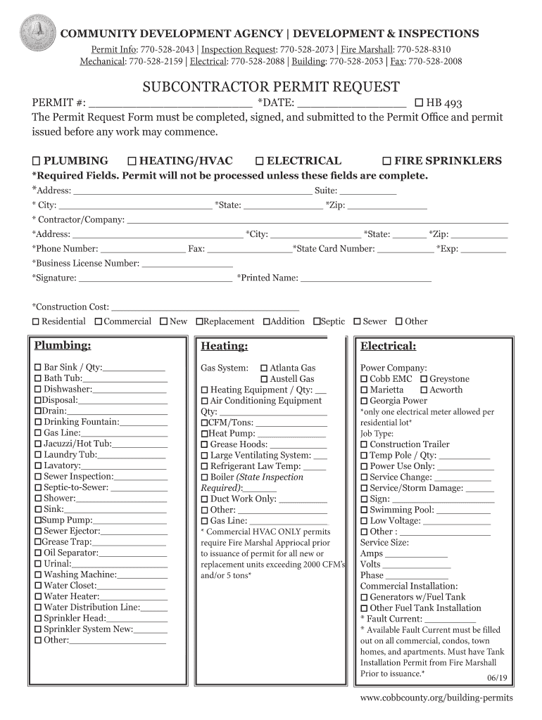  Subcontractor Permit Request AWS 2019