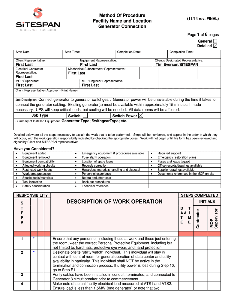 Mop Template  Form