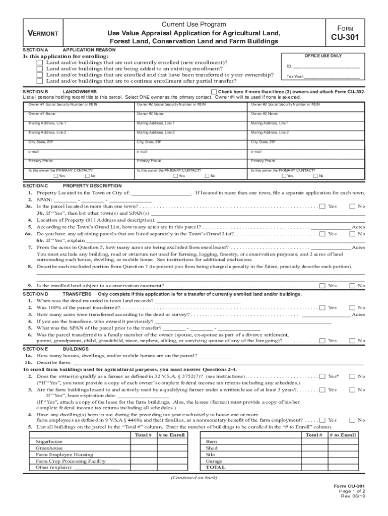 Get and Sign Cu 301 Vermont  Form
