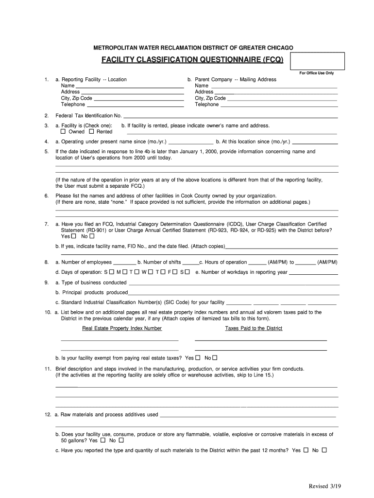 Metropolitan Water Reclamation District of Greater Chicago  Form