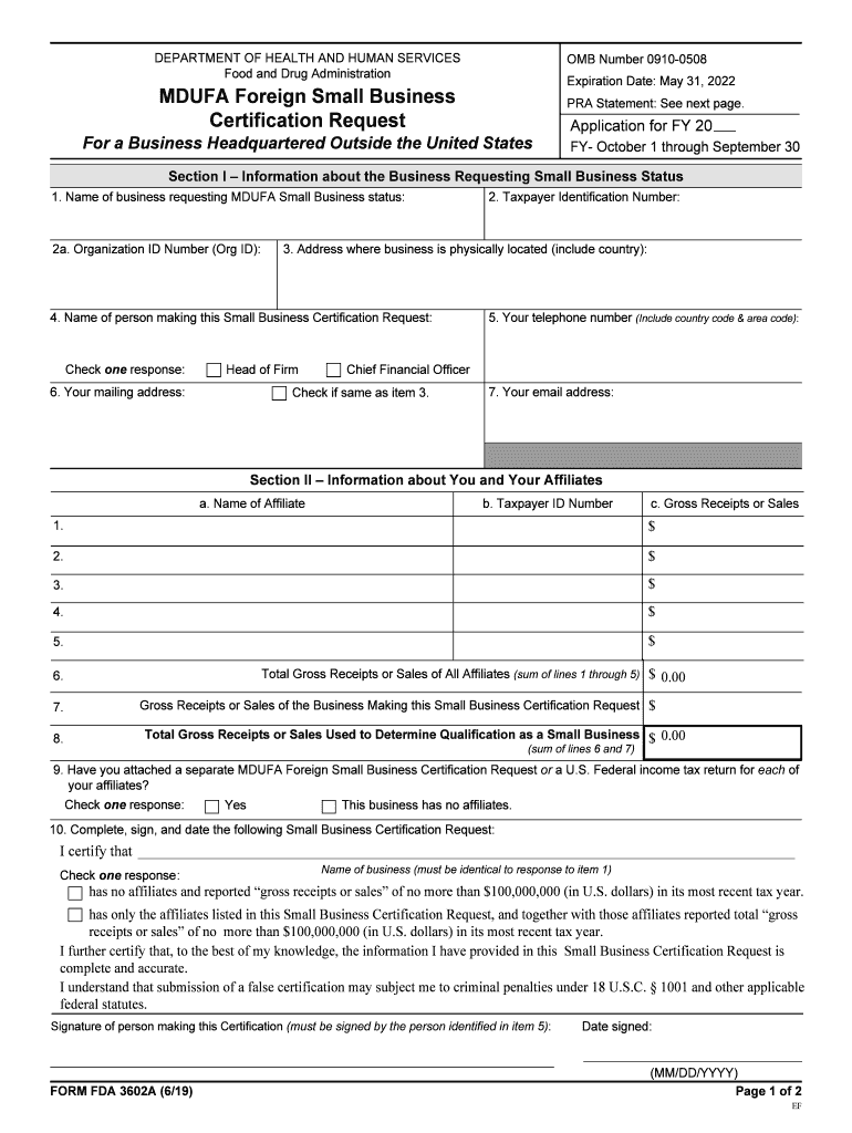 Mdufa Foreign Small Business Certification Request  Form