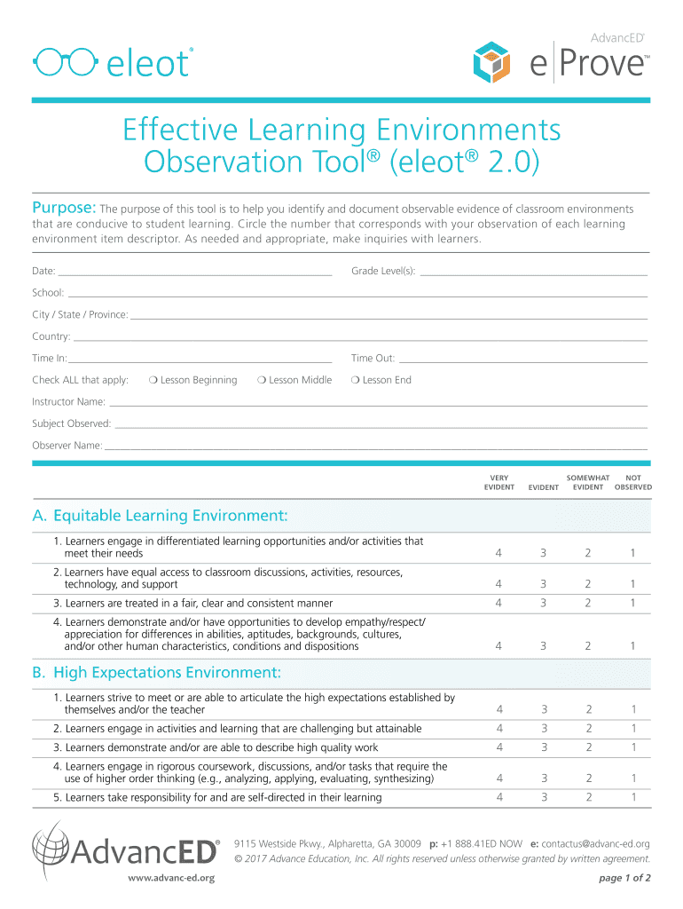 Eleot 2 0 PDF  Form