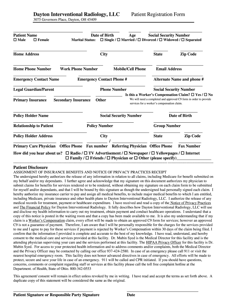  Dayton Interventional Radiology, LLCPatient Registration Form 2019-2024