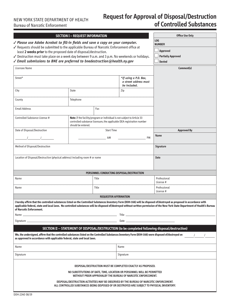  Narcotic Enforcement Forms New York State Department of 2019-2024