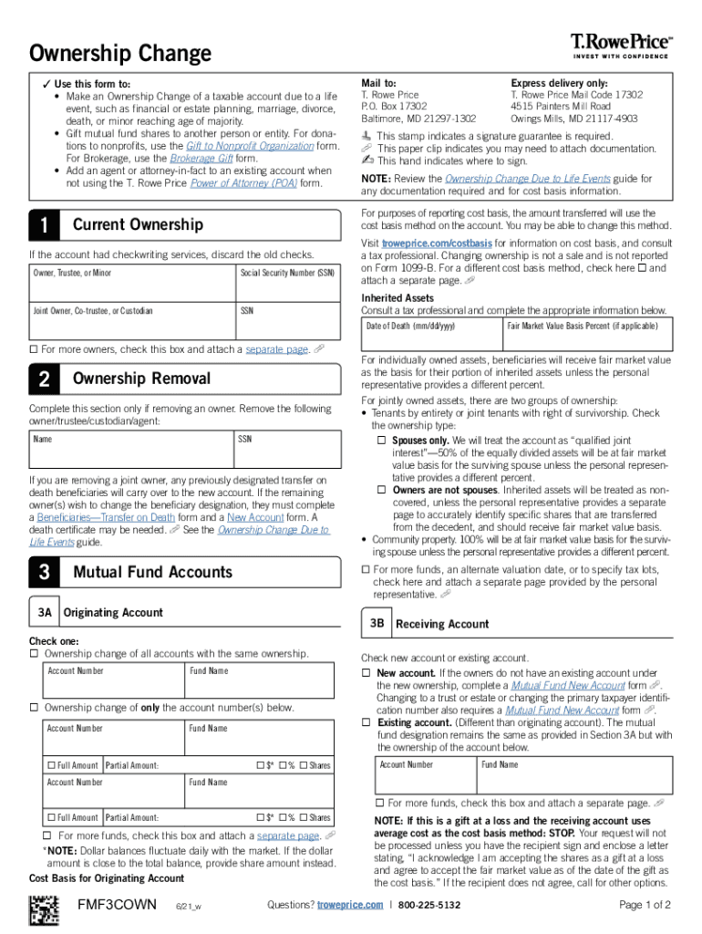  Ownership Change Use This Form to Make an Ownersh 2021-2024