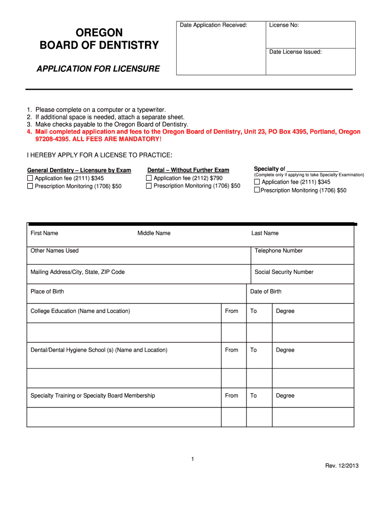  Licensure by Examination Application Packet 2019