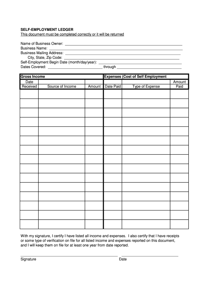 DSS EA 320 0402 SELF EMPLOYMENT LEDGER State Sd Us  Form
