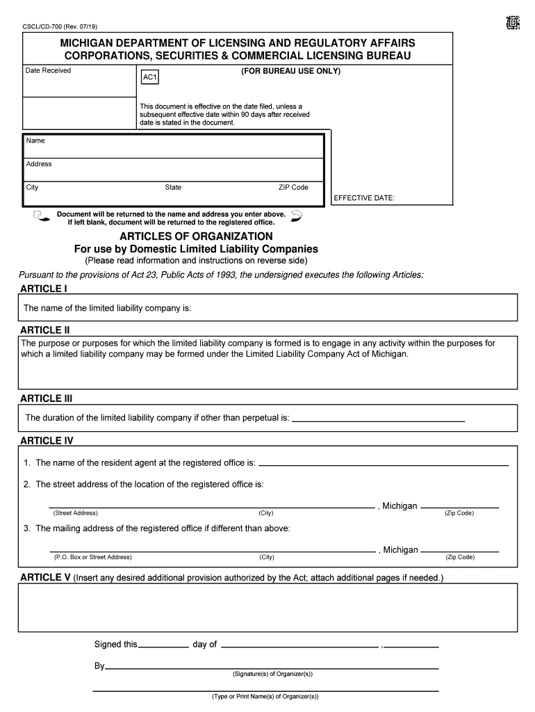  Certificate of Amendment to the Articles of Organization 2019