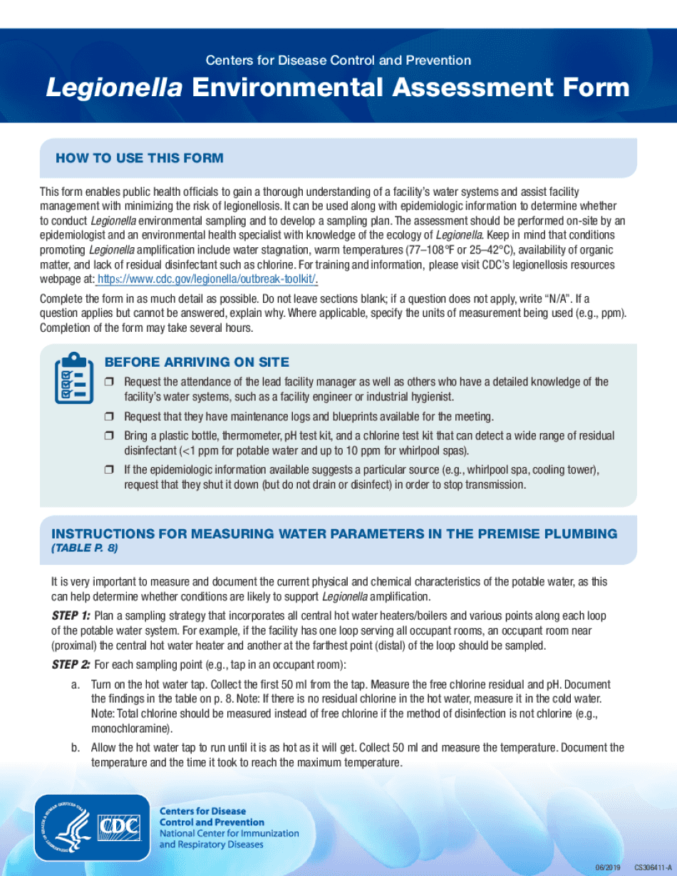  Legionella Environmental Assessment Form