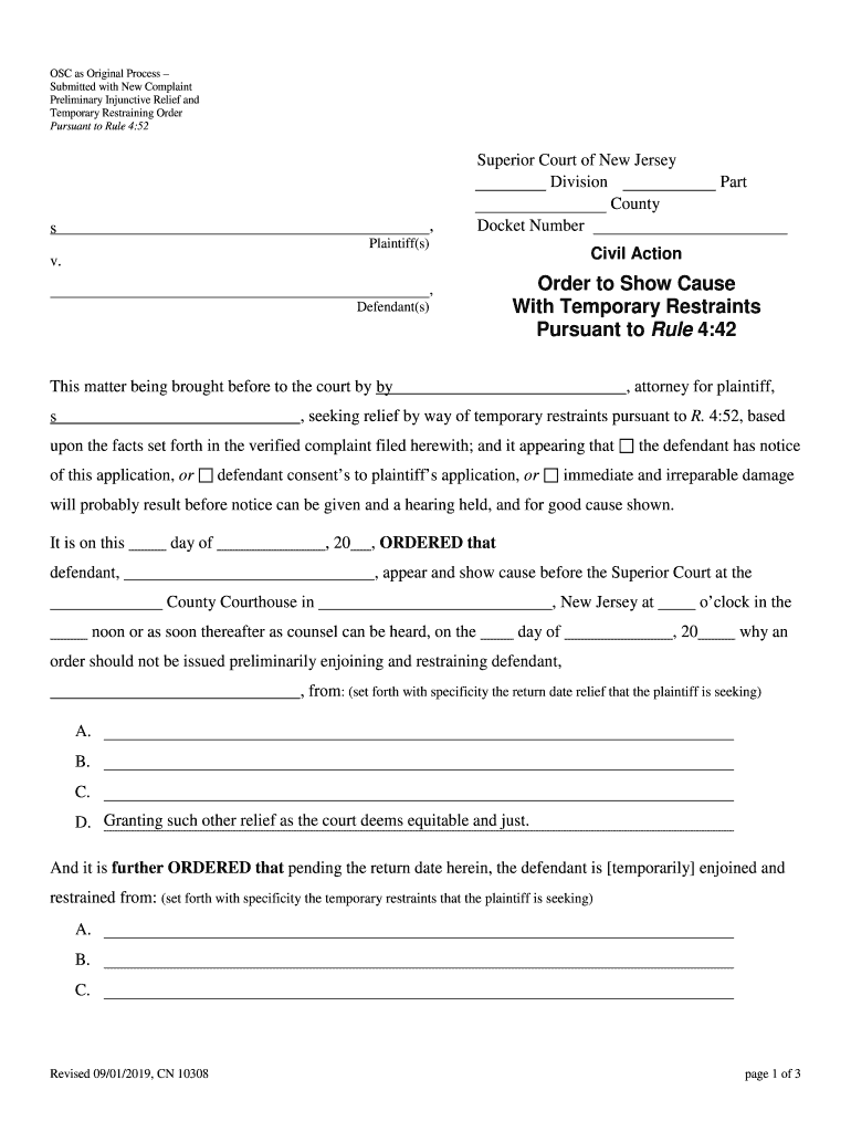  Order to Show Cause with Temporary Restraints Pursuant to Rule 4 Order to Show Cause with Temporary Restraints Pursuant to Rule  2019-2024