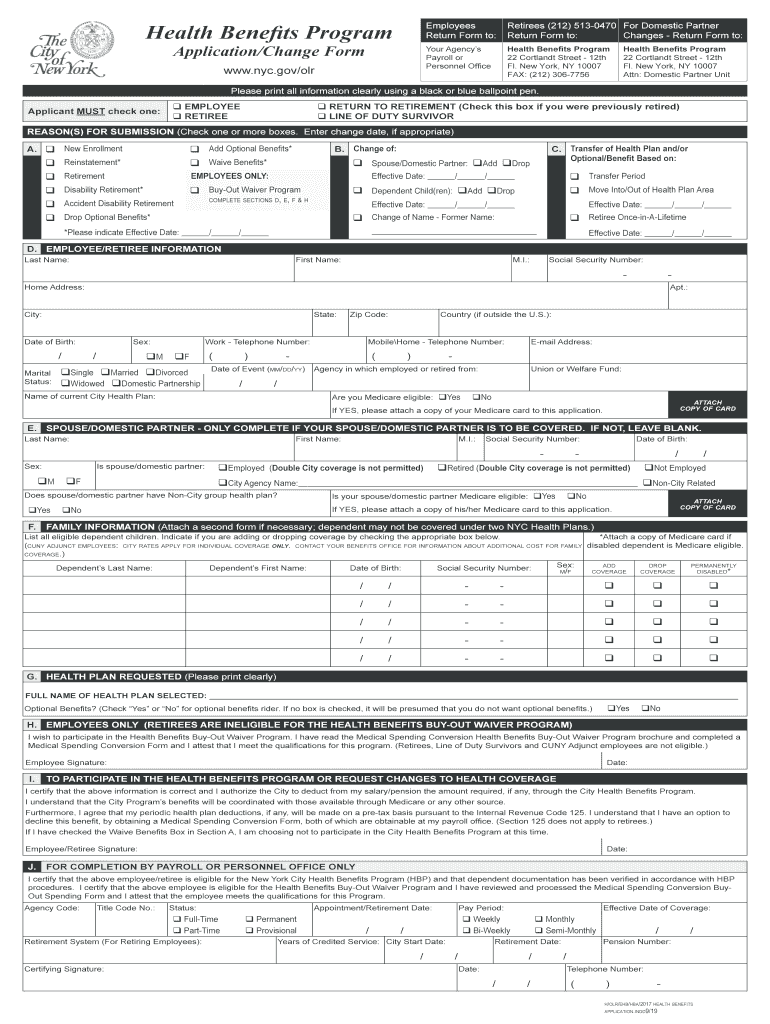Instructions for Completing a Health Benefits NYC Gov  Form