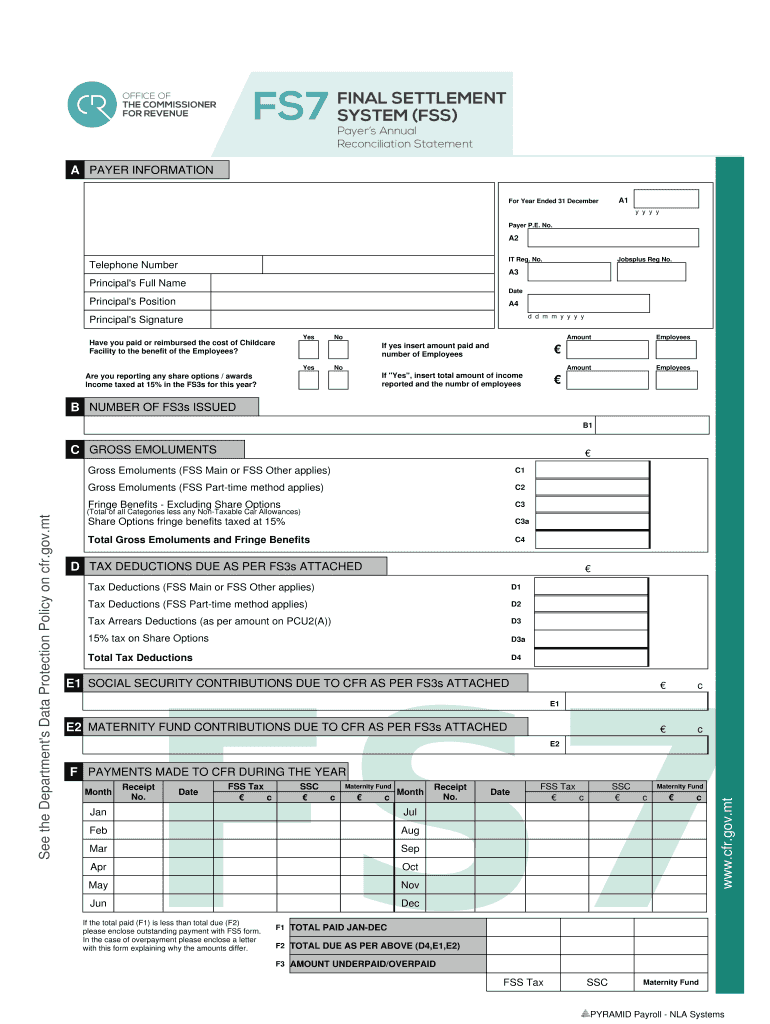 FS7 NLA Systems  Form