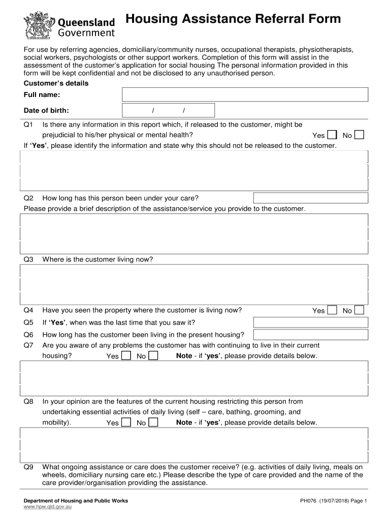  Housing Assistance Referral Form 2019-2024