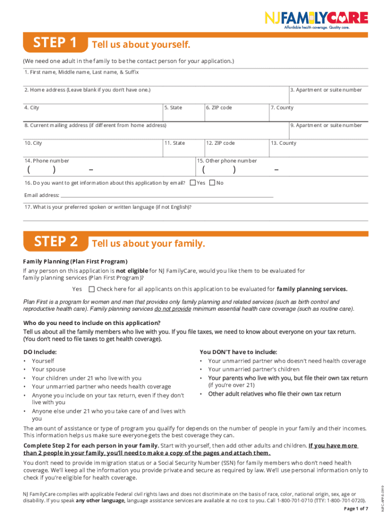  Nj Familycare Application 2019-2024