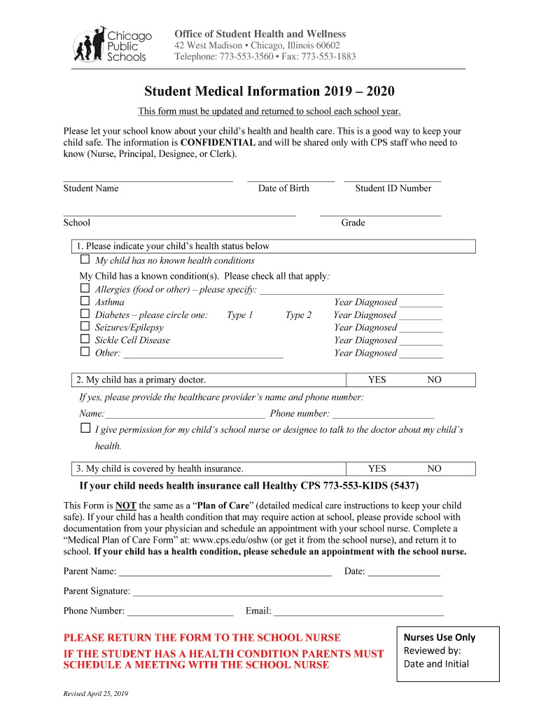  STUDENT HEALTH FORMS Daniel Boone Elementary School 2019-2024