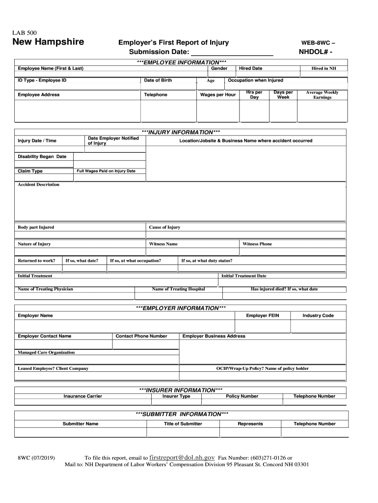  8WC 072019 First Report of Injury 2019-2024