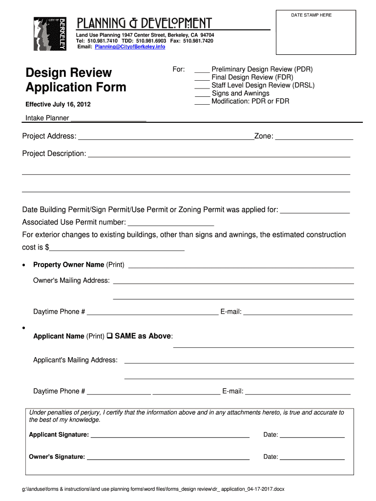 Tabulation Form City of Berkeley