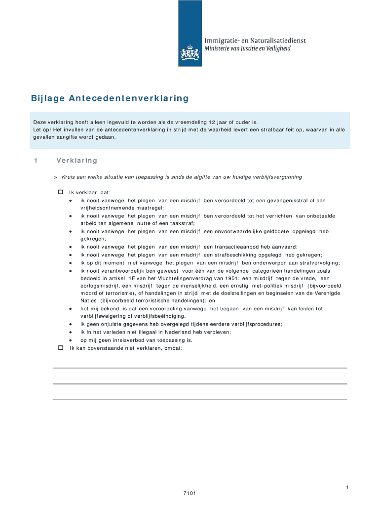 Antecedentenverklaring  Form