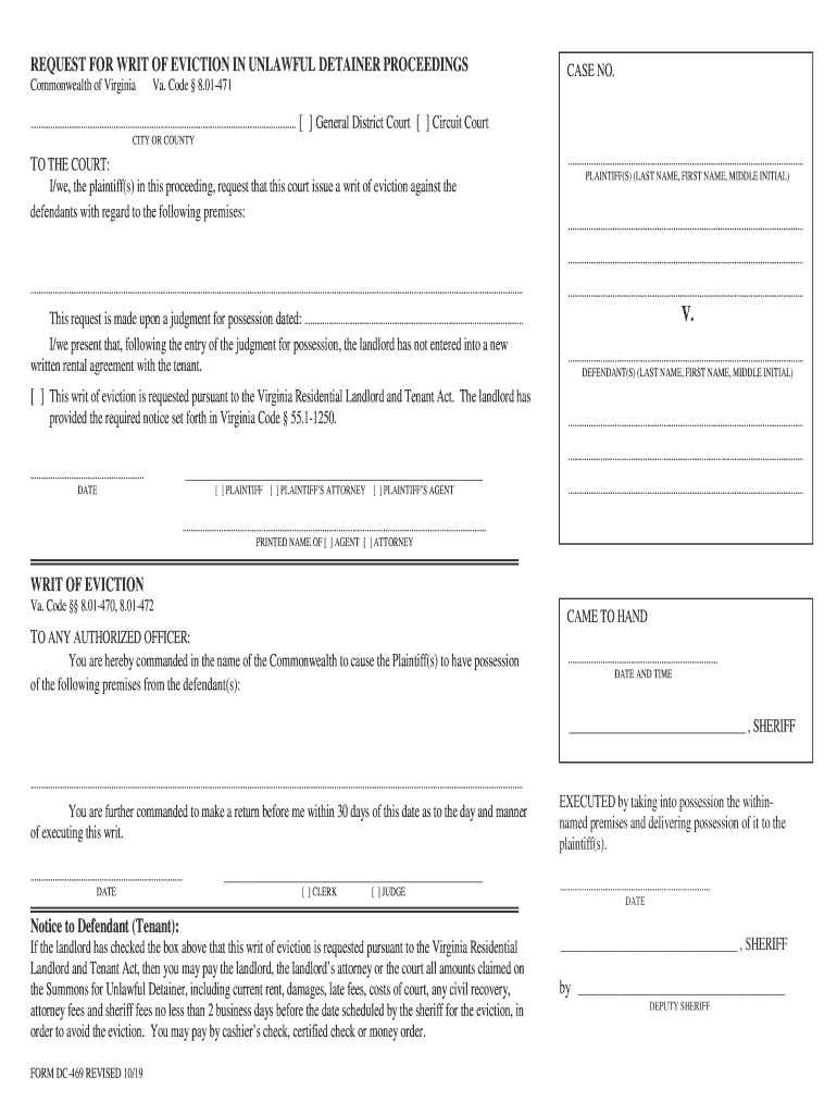  What is Request Writ of Possession in Unlawful Fill Online 2019-2024