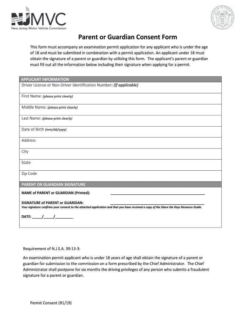 This Form Must Accompany an Examination Permit Application for Any Applicant Who is under the Age