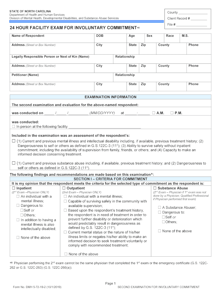 STATE of NORTH CAROLINA Department of Health and  Form