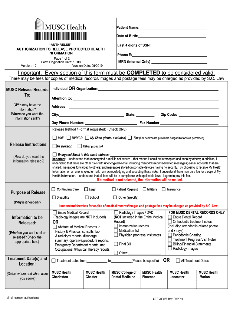  Instructions to Completing the Authorization for Protected 2019