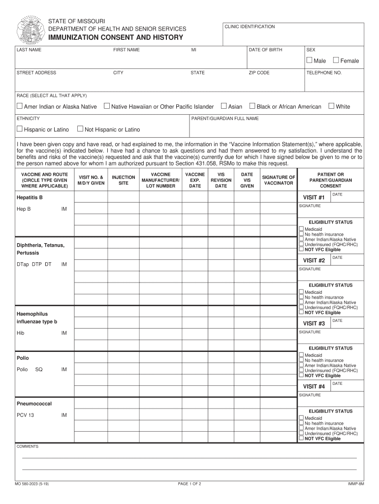  Consent History Form 2019-2024