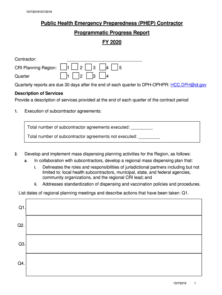 Public Health Emergency Preparedness PHEP Contractor CT Gov  Form