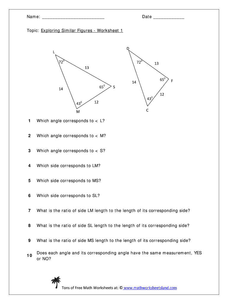 Similar Figures Worksheet  Form