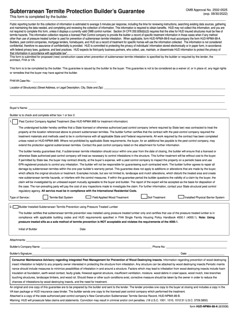 HUD Termite Inspection Reporting and Requirements NPMA  Form