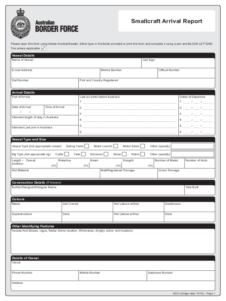  B333 Smallcraft Arrival Report B333 Smallcraft Arrival Report 2018-2024