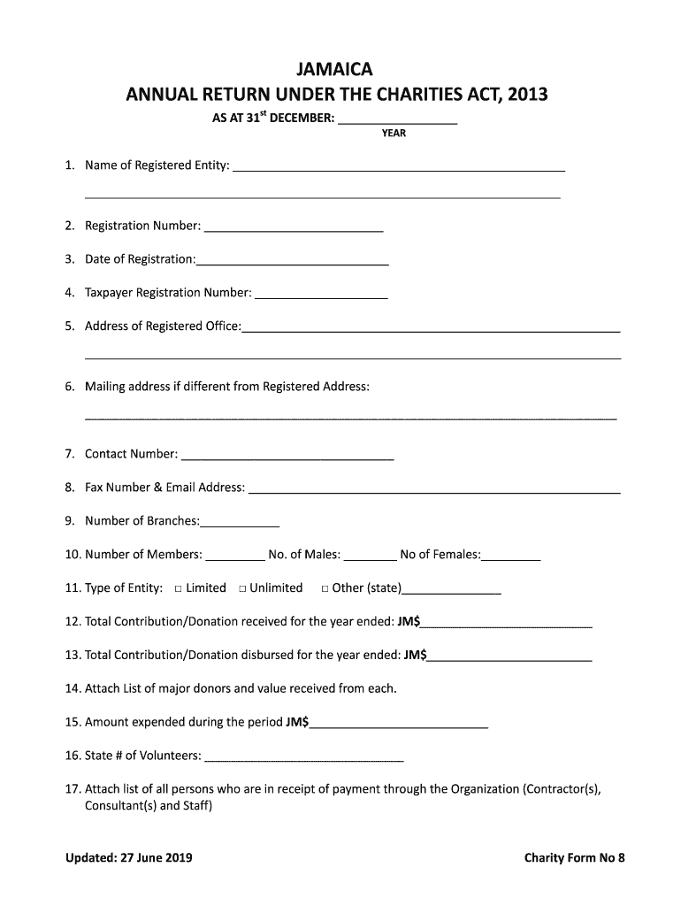 Jamaica Charity Form