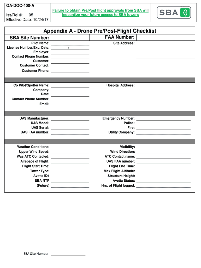 Drone Pre Flight Checklist Excel Template  Form