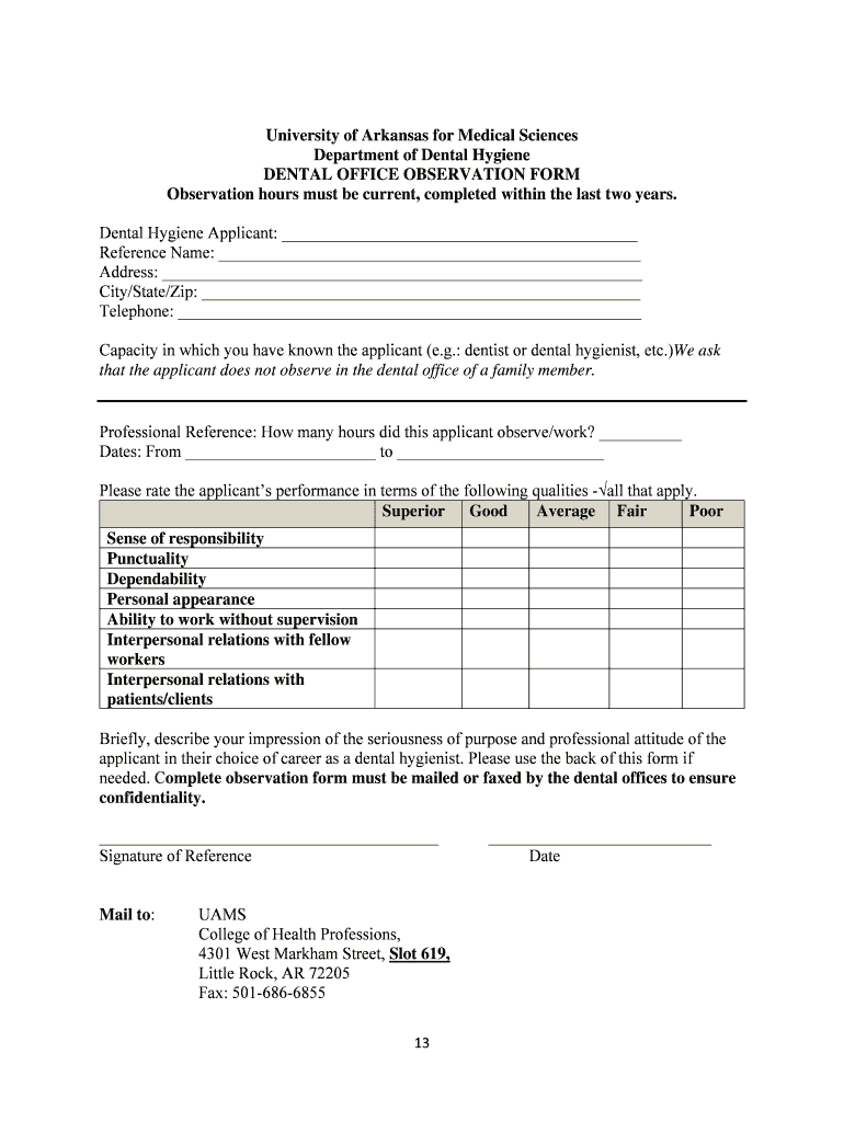 Dental Hygiene Application & Information Packet College of