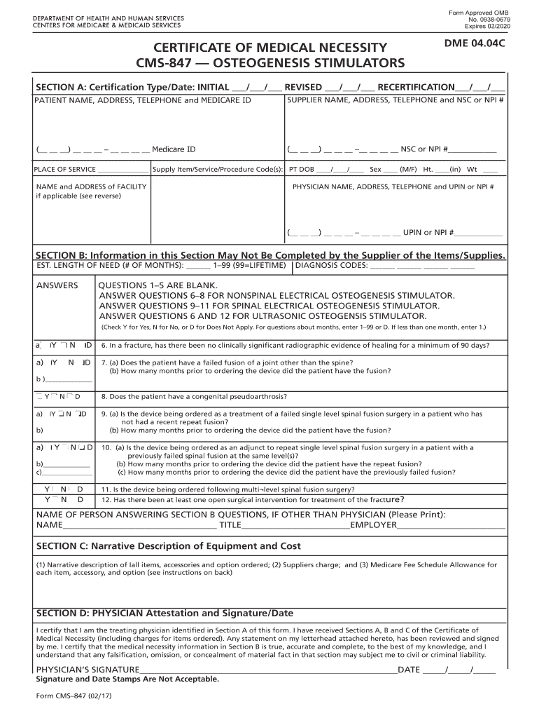  Form CMS 847 CMS Gov 2017