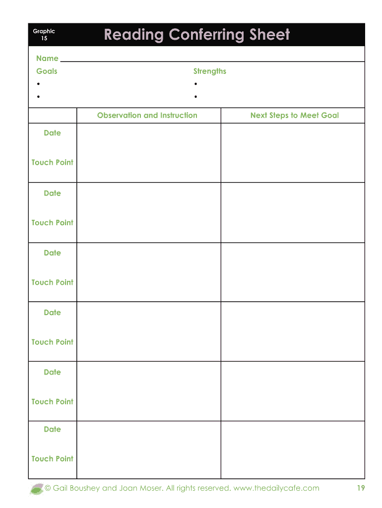 Reading Conferring Sheet  Form