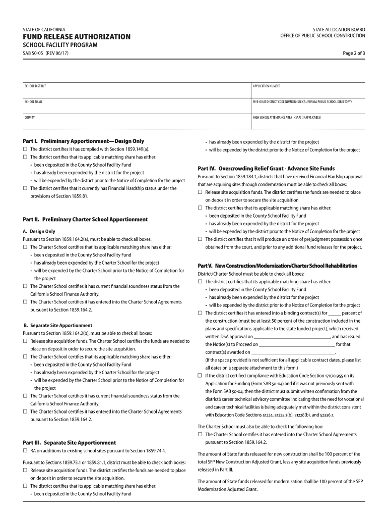 Form SAB 50 05 DGS State of California