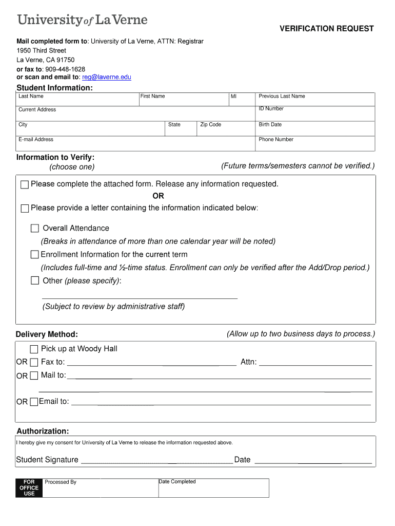  TranscriptsOffice of the RegistrarUniversity of La Verne 2018-2024