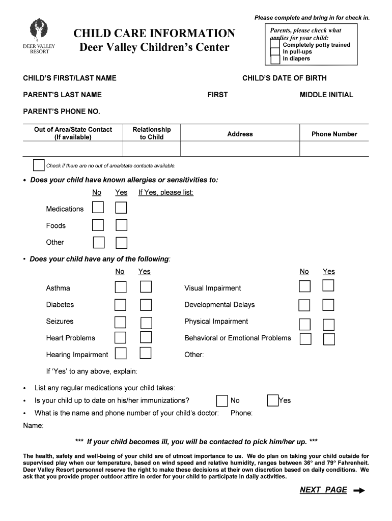 INTERACTIVE 16 17 Child Care Information Form DOC