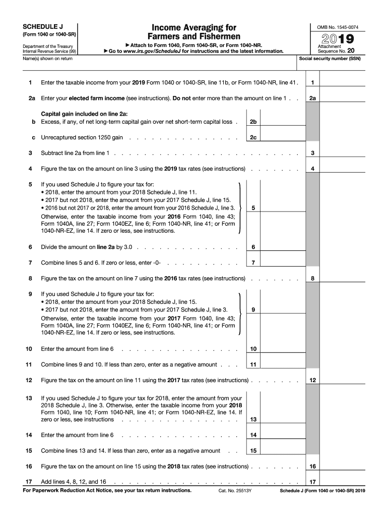 2019 Schedule J (1040 form)