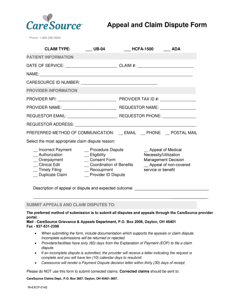 Caresource Appeal Form