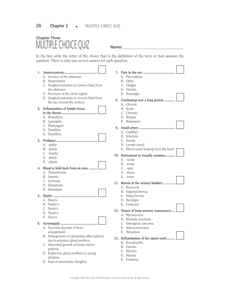 Chapter 7 Practice Test Medical Terminology  Form