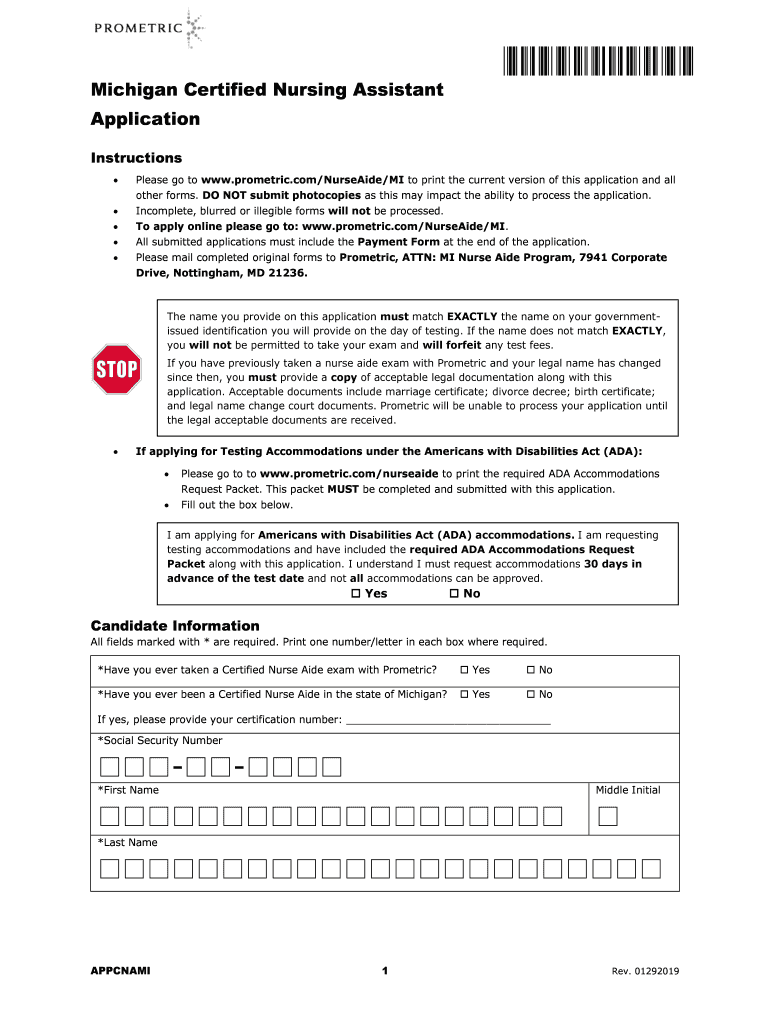 Michigan Cna Reciprocity Form