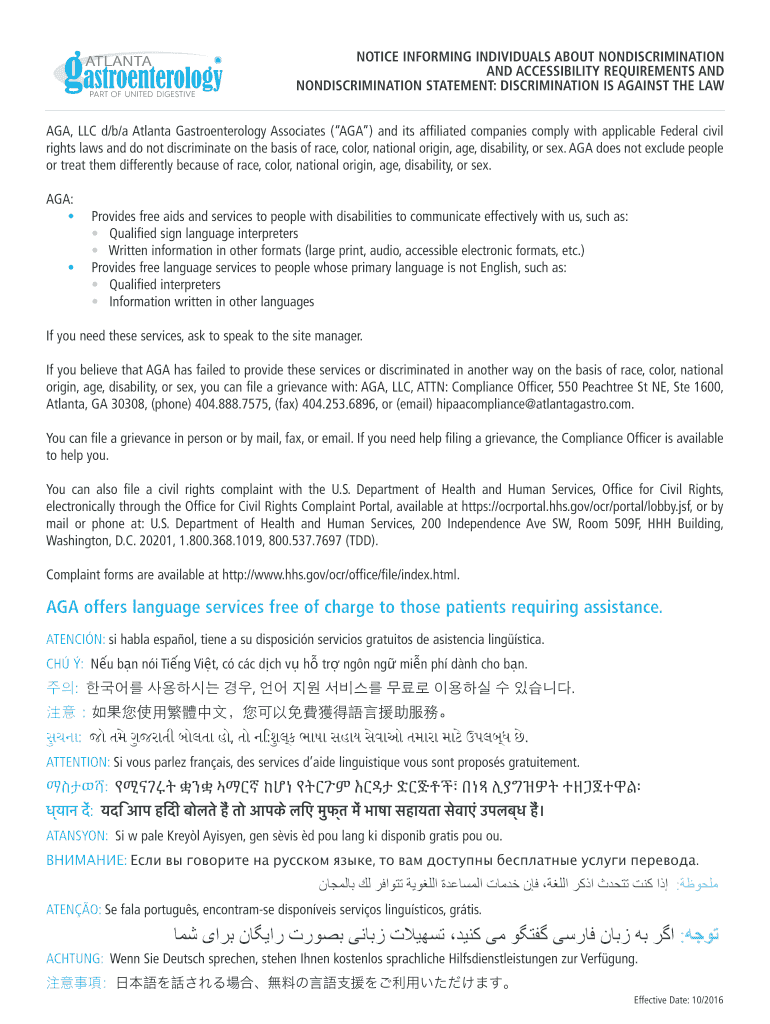 Notice of Nondiscrimination &amp;amp; Accessibility Atlanta  Form